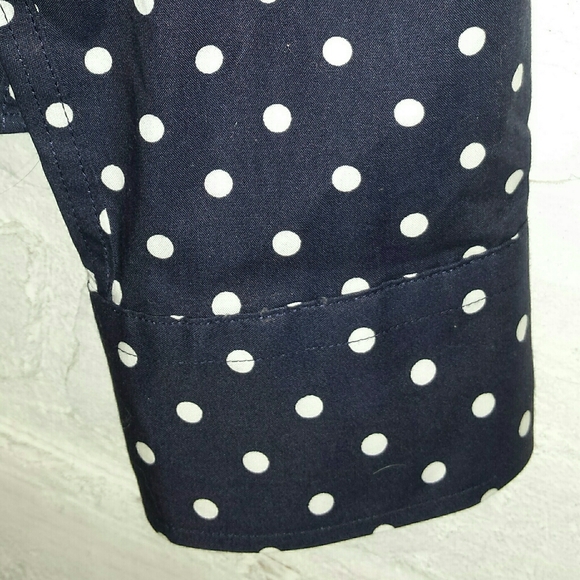 Lauren Ralph Lauren Navy Blue Polkadot Non Iron Button Down Shirt S - Picture 7 of 13
